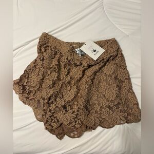Sabo Skirt Caramel Brown Lace Mini Skirt